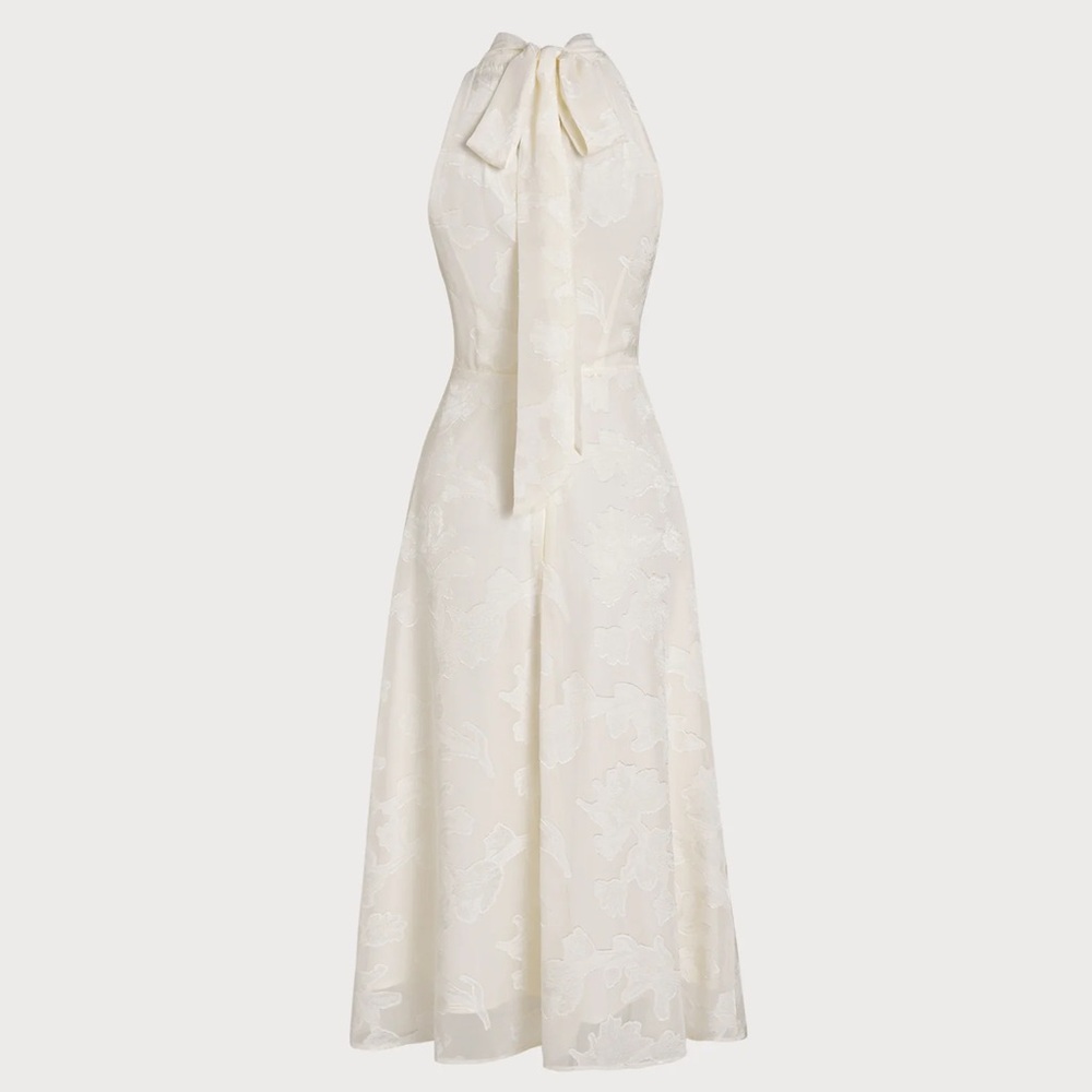Rihoas Beige Halter Floral Midi Dresses - Picture 7 of 9